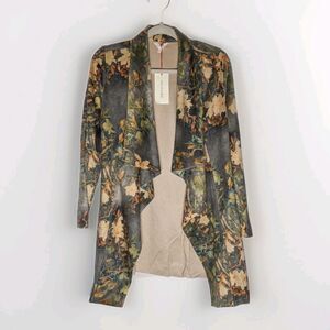 NWT Solitaire Kimono Jacket Sz M Floral Faux Suede Anthropologie Fairy Grunge